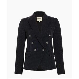 L'Agence Kenzie Double Breasted Blazer Jacket 12 Ribbed EUC Black